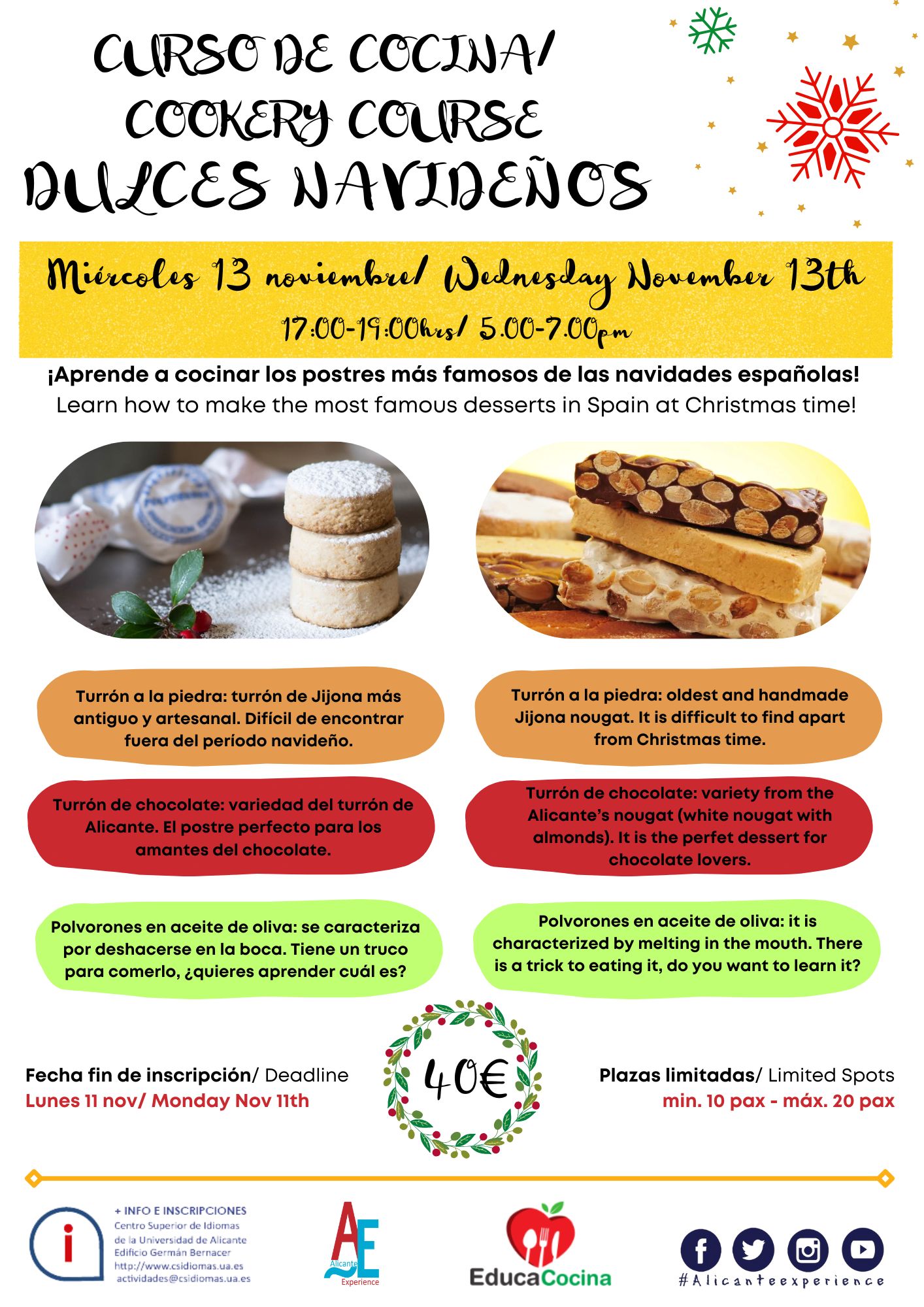 CURSO DE COCINA DULCES NAVIDEÑOS